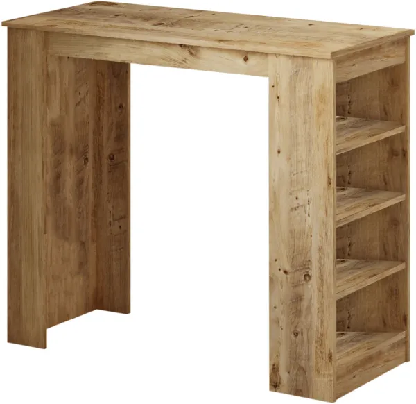 NORDVÄRK ST1 Bartisch, mit 3 Regalen - natürliches Melamin (120x51.6)