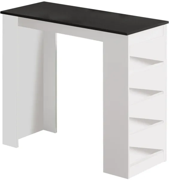 NORDVÄRK ST1 Bartisch mit 3 Regalen - weiß und schwarz Melamin (120x51,6)
