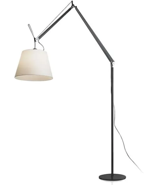 Artemide Tolomeo Mega Stehlampe Schwarzer Körper 32 cm Pergamentschirm mit Lichtdimmer