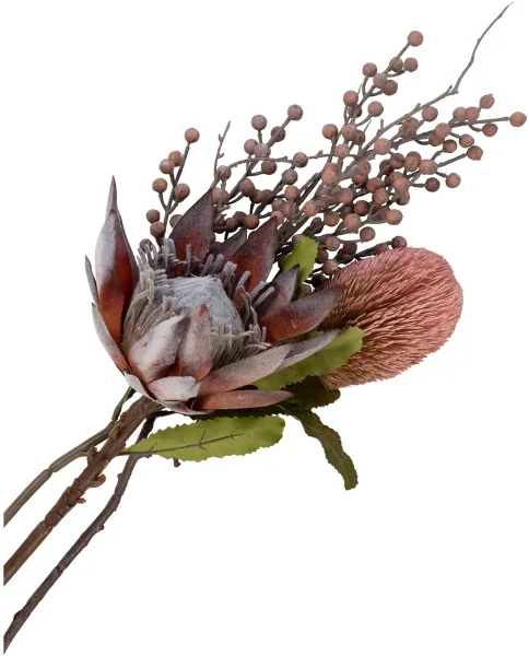HOUSE NORDIC King Protea künstlicher Blumenstrauß, Mix - rosa Kunststoff (H:74)