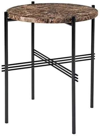 Runder Beistelltisch GUBI TS Ø40 Schwarz/Braun Emperador Marmor