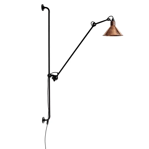 Lampe Gras N214 Wandleuchte Matt Schwarz/Rohkupfer